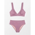 Miniatyrbillede 5 af 5: V-hals bikini med brede stropper & høj talje Violet L