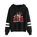 Miniatyrbillede 3 af 4: Dame Hoodie med Julemønster, Dobbelt Farveblokering, Langærmet, Hætte (S Sort)