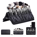 Miniatyrbild 2 av 5: Professionell sminkborsteorganisatör Makeup Artist Case Läder Sminkhandväska Svart Resa Bärbar (Endast Väska)