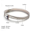 Miniatyrbillede 4 af 5: Diamanter indlagt læder multi-lags håndvævet retro grus armbånd europæisk og amerikansk smykker til kvinder khaki