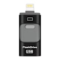 Miniatyrbilde 3 av 5: REMAKE Flashminne, 3 i 1 USB 3.0 Minnepinner, Fotominne Ekstern Lagring Tommelstasjon For iPhone Ipad Android Datamaskin 64gb-gull Svart 64GB