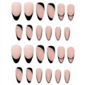 Miniatyrbillede 3 af 5: Mandelformede sorte akrylnegle, nude matte negle til kvinder