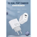 Miniatyrbilde 3 av 5: REMAKE Dobbel USB-C Hurtiglader for Samsung, iPhone med USB-C Kabel Hvit