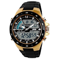 Miniatyrbillede 1 af 5: REMAKE SKMEI Ur | Herremode Casual Analog Digital Armbåndsur Alarm 30M Vandafvisende Militær Chrono Kalender Relogio Masculino Guld Sort
