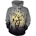 Miniatyrbilde 2 av 5: Hettegenser for menn med lang erme, morsom rund hals, kengurulomme, Halloween, jul, flerfarget 3D-print, pullovergenser (Størrelse: XL)