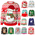 Miniatyrbilde 3 av 4: Julegavegenser for kvinner, Pullover, Avslappet Bluse, Lang Erme CL
