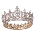 Miniatyrbillede 2 af 5: Guld Dronningkrone til Kvinder og Piger, Bryllupskrone Prinsessetiara, Kostumefest Tilbehør til Fødselsdag Halloween Babyshower