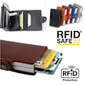 Miniatyrbilde 1 av 5: Dobbel Anti-tyveri Lommebok RFID-NFC Sikker POP UP Kortholder Brun Kaffebrun