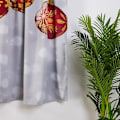 Miniatyrbilde 2 av 5: Julepynt vindusgardin polyester drømmeaktig mønster gardin for festdekorasjon 140x130cm snøball