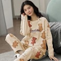 Miniatyrbillede 2 af 5: Julepyjamas Matchende Familiepyjamas Pyjamasdragt Efterår Langærmet Tegneserie Snoopy Pyjamas Til Kvinder M 40-50kg 18