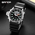 Miniatyrbillede 4 af 5: REMAKE SANDA Sports Herre Quartz Digital Ur Creative Dykker Ure Mænd Vandafvisende Alarm Ur Dobbelt Display Ur Relogio Masculino Sort Blå