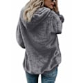 Miniatyrbillede 4 af 5: Dame Hoodie Teddy Fleece Trøje Efterår Vinter Mørkegrå XL