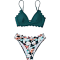 Miniatyrbild 5 av 5: Bustier Bikini Set med Utskurna Detaljer & Randigt Mönster Flerfärgad M