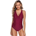 Pikkukuva 1 / 5: Naisten Push-up Monokini V-kaula-uimapuku Viininpunainen M