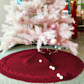 Miniatyrbilde 5 av 5: ##/Strikket juletre teppe - 122cm - Rød, juletrepynt/##