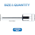 Miniatyrbillede 3 af 5: 50 stk Store Flange Aluminium Blindnitter 3,2 mm x 8 mm Pakke med 50 (Sort)