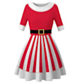 Miniatyrbild 5 av 5: Ohpa Damklänning Julklänning 1/2 Ärm Knälång Klänning Dammode Kläder Jul A-Linje Klänning-Röd Tomteklänning（M Röd）