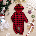 Miniatyrbild 1 av 4: Baby Juldräkt, pojkar och flickor långärmad huvad dragkedja jumpsuit julkläder (0-6 månader)