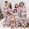 Miniatyrbillede 3 af 5: Julefamiliens Matchende Pyjamas med Allover Print Rød Familie Matchende Langærmet Pyjamas Sæt (Flammesikker) Rød-Hvid Mænd XL