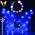 Miniatyrbild 1 av 5: Glittrande älvvingar för vuxna, LED-diadem för älvtemafester Stjärnblå