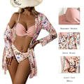 Miniatyrbillede 4 af 5: Push-up bikini med sjalbluse & højtaljede bukser Pink L