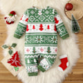 Miniatyrbilde 2 av 5: Julebaby Jente/Gutt Heltrykket Langarmet Jumpsuit Chartreuse 9-12 Måneder