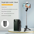 Miniatyrbillede 5 af 5: Sæt Selfie Stick Foldbar 360 Graders Rotation Højdejusterbar Med Fyldlys Fjernbetjening Trådløs Telefonholder Sortgrøn