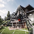 Miniatyrbilde 2 av 5: REMAKE Halloween-edderkopp, 200 cm gigantisk edderkopp, Halloween utendørs dekorasjon med 7 m trekantnett 20 g utvidbart edderkoppnett 10 plast edderkopper, skrekk