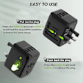 Miniatyrbillede 5 af 5: Universal International 5-i-1 med 3.5A 2xUSB-A og 2xUSB-C, væglader og verdensomspændende AC-stik til Europa, USA, Storbritannien, Australien og Asien...
