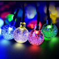 Miniatyrbilde 3 av 5: Utendørs solcellelys, 4,5 m 30 LED krystallkule lyslenke med 2 lysmoduser Lysdekorasjon for juletre hage terrasse balkong