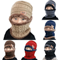 Miniatyrbillede 1 af 5: REMAKE Vinterhue og halstørklæde til børn i strikket uld Khaki