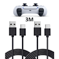 Miniatyrbild 1 av 5: 2-pack 3m Laddningskabel - för PS5/Playstation 5 USB-C Svart