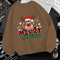 Miniatyrbillede 5 af 5: (Premium Sweatshirt) Sød Juletrøje med Print til Kvinder, Efterår/Vinter, Lækker Fleece, Langærmet, Casual, Rundhals, Sort, Str. S