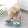Miniatyrbillede 3 af 5: REMAKE Dobbelt hundekat skål, rustfrit stål dyreskål spildsikker harpiksstation, dyrefoder med automatisk vandpåfyldning