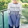 Miniatyrbillede 2 af 3: Hhcx-julegave Kvinder Langærmet Strikket Trøje Juleprint Jumper Tops Grå S