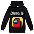 Miniatyrbillede 3 af 4: Among Us trykt børnehoodie Sjov t-shirt Tegneserie Trøje Sort Sort 130cm
