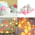 Miniatyrbillede 3 af 5: Bomuldskugle Lysguirlande, Hjemmedekoration Juledekoration, 3M 20 LED Lyskugle, Piger, Prinsesser, Børn, Babyer, Bryllup Soveværelse