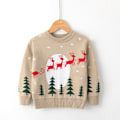Miniatyrbillede 2 af 5: Juletrøje Børnetøj Langærmet Trøje Strikket Trøje Cardigan Julekostume Sne Jumpsuit Toddler Baby Forår Hjorte Toppe til Vinter