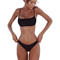 Miniatyrbild 2 av 4: Push-Up Bikini Set med Tanga & Låg Midja Svart L