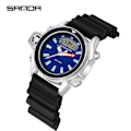 Miniatyrbillede 1 af 5: REMAKE SANDA Sports Herre Quartz Digital Ur Creative Dykker Ure Mænd Vandafvisende Alarm Ur Dobbelt Display Ur Relogio Masculino Sort Blå