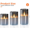Miniatyrbillede 3 af 5: REMAKE 3 sølvgrå glas flammefrie flimrende lys med fjernbetjening C