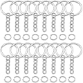 Miniatyrbillede 1 af 3: 50 stk. Nøglering Blanks Split med Link Kæde og Springringe Metal Nøgleringe Juni 6.15 25mm