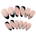 Miniatyrbillede 4 af 5: Mandelformede sorte akrylnegle, nude matte negle til kvinder