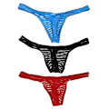 Pikkukuva 1 / 5: 3 kpl Miesten Seksikkäät Verkkokangas G-string Alushousut Stringit T-back Joustavat Alushousut Pussi L