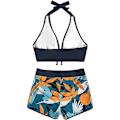 Pikkukuva 2 / 4: Bikinin setti halter-kauluksella ja lehtikuviolliset shortsit, sininen XL