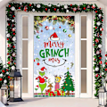 Miniatyrbillede 2 af 4: Jule-Dørbeklædning Merry Grinchmas Font Veranda Skilt Vinter Nytår Julepynt Og Tilbehør Til Hjemmefest