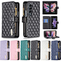 Miniatyrbillede 1 af 5: Lynlås Tegnebogs Etui Kompatibel Med Samsung Galaxy Z Fold 5, PU Læder Etui Med Håndledsrem & Kortlomme Sort Til Galaxy Z Fold 5