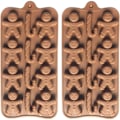 Miniatyrbillede 1 af 5: Peberkagemand & Peberkagestokke Silikon Chokoladeforme 2 stk 12-Huls Slik Cookieform Kager Bageforme til Juleaften Nytår