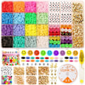 Miniatyrbilde 1 av 5: REMAKE Flat Bead Set, 6mm Polymer Clay Beads, Myke Bead, 28 Kvadrater, Smiley Face, DIY Smykkesmykker