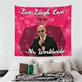 Miniatyrbild 3 av 5: Mr. Worldwide säger leva, skratta, älska väggbonad för vardagsrum, sovrum, studentboende, 40ʺ x 60ʺ